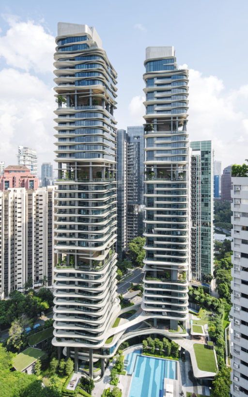 Sculptural residential towers with sky gardens in Singapore